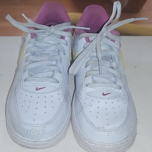 Nike Air Force 1 Kids Sneakers Leather Gray Yellow sz 1Y